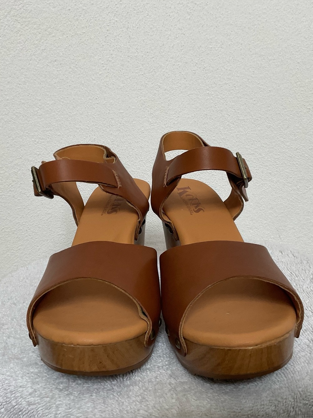 Korks By Cork Ease Gwen Peep Toe Platform Brown Ankle Strap Heel Size 9 - Picture 2 of 8